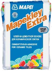 Цементный клей для керамической плитки Mapekley Extra (Mapei, Италия)